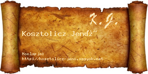Kosztolicz Jenő névjegykártya